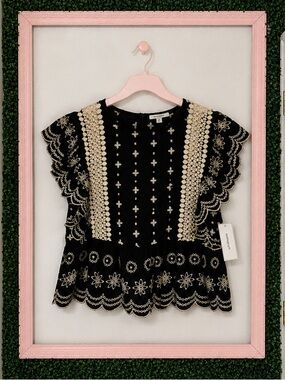 NEW Monograph embroidered Top - size M